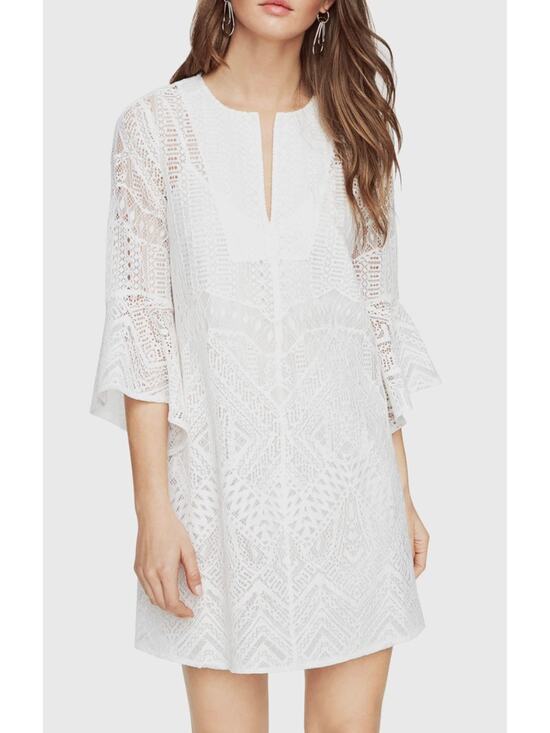 BCBGMaxAzria Dresses & Skirts - BCBGMAXAZRIA Womens L White Catier Boho Lace 3/4 Sleeve Summer Mini Dress NWT